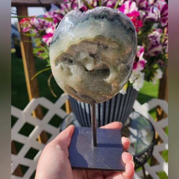 Uruguay Amethyst With Calcite on Stand Crystal Home Decor Gifts - Picture 4 of 4